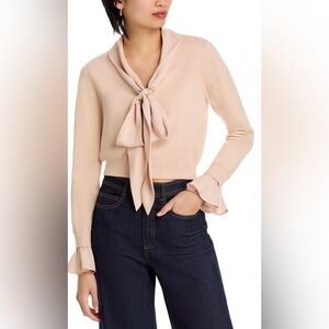 Cinq a Sept Lenu Tie Neck Sweater in Blush Dune